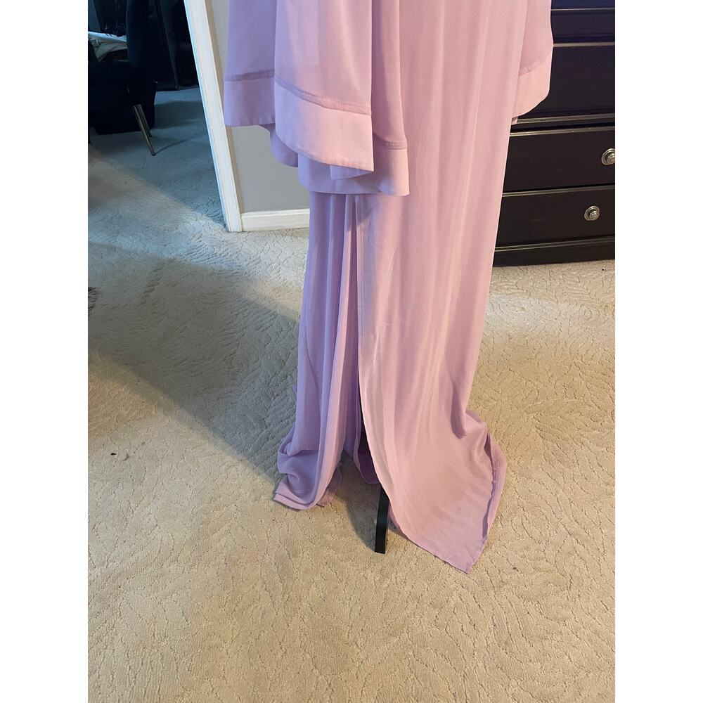 Cololura Lavender Chiffon Gown Size Large Bell Sleeve Split Formal Mother Bride - Picture 3 of 5